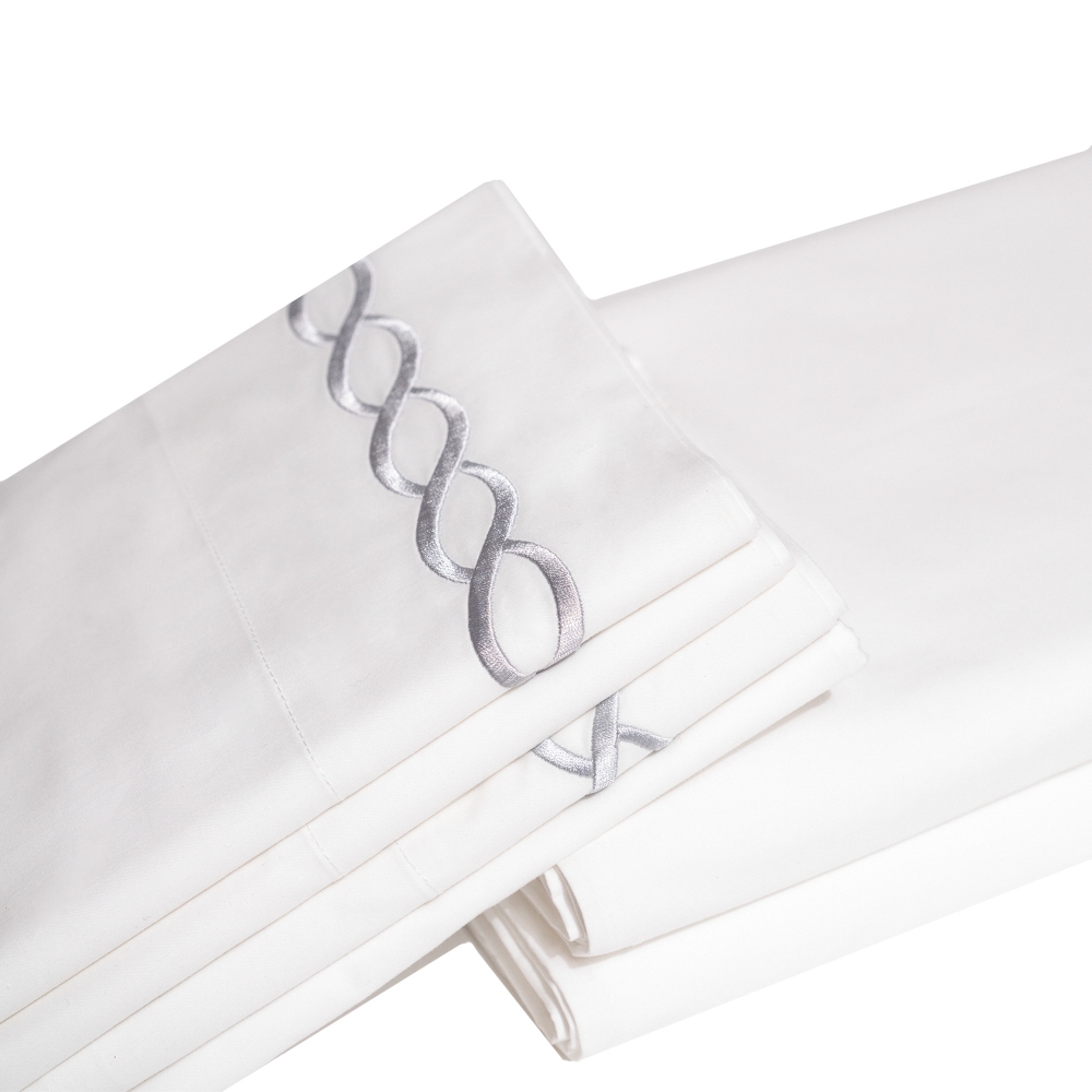 LATEMORNINGS Tailor-Made 6 Piece Sheet Set Queen Size Pure White Cotton Percale 400 Thread Count